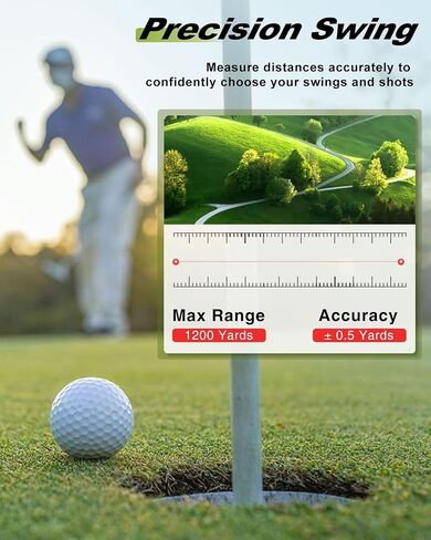 Golf Rangefinder with Slope, 1200 Yards Range Finder Golf, 7X Magnification Laser Rangefinder with Flag Pole Locking Vibration, Rechargeable Range Finder with Magnet Stripe, Golf Accessories for Men in Saudi Arabia