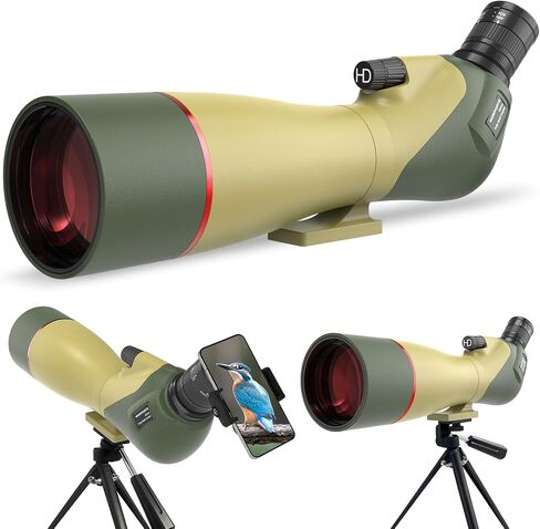 WOSPORTS 85mm Spotting Scope with Tripod, HD BAK4 Porro Prism, Waterproof | Carrying Bag, Phone Adapter Included. Spotting Scope for Hunting, Target Shooting, Bird Watching, Wildlife Viewing in Saudi Arabia