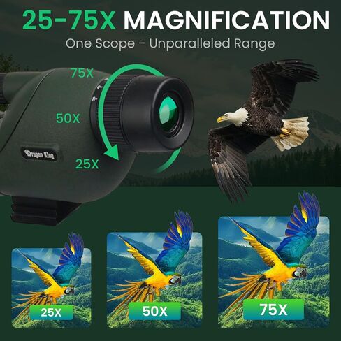 BIBIRE 25-75x60 Spotting Scope with Tripod and Phone Adapter, HD Straight Spotter Scope with Carrying Bag for Wildlife Viewing in Saudi Arabia