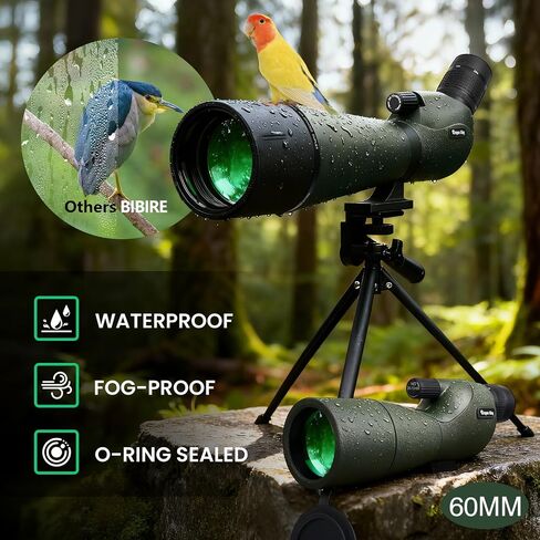 BIBIRE 25-75x60 Spotting Scope with Tripod and Phone Adapter, HD Straight Spotter Scope with Carrying Bag for Wildlife Viewing in Saudi Arabia