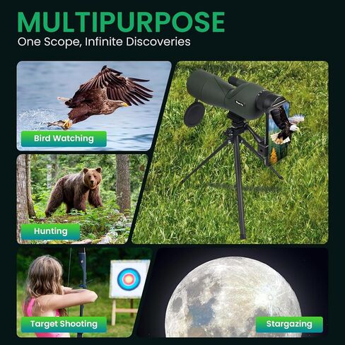 BIBIRE 25-75x60 Spotting Scope with Tripod and Phone Adapter, HD Straight Spotter Scope with Carrying Bag for Wildlife Viewing in Saudi Arabia