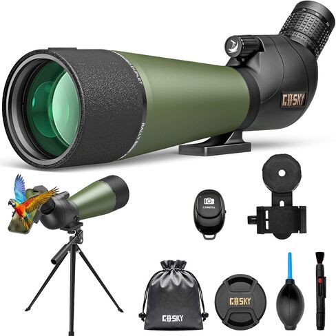 Gosky Flagship 25-75x80 Spotting Scope with Remote Shutter for Birding | Spotter Scope with Triopd, Phone Adapter & Carrying Bag, High Power Zoom for Wildlife Viewing. Angled eyepiece. in Kuwait