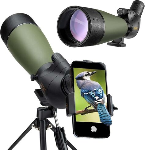 Gosky Updated 20-60x80 Spotting Scope with Tripod, Carrying Bag - BAK4 Angled Scope for Target Shooting Hunting Bird Watching Wildlife Scenery (Phone Mount+SLR Mount Compatible with Canon) 1 in Saudi Arabia