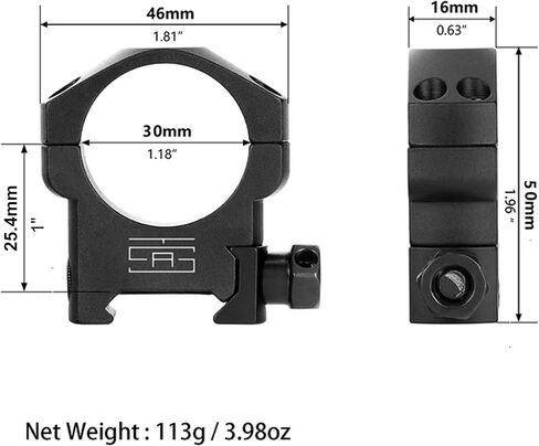 TSA® 30mm (1.18") Scope Rings – Mid Height 1" / 25.4mm – Precision CNC Aluminum – Fits Picatinny & Weaver Rails – Tactical Flashlight & Scope Mounts with Torx Screws & Wrench in Saudi Arabia