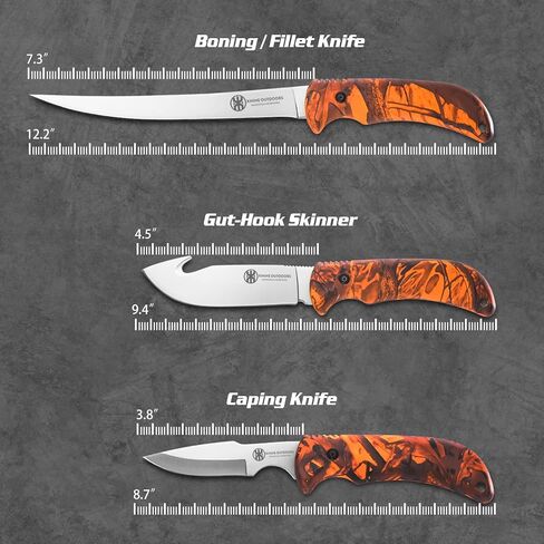 KNINE OUTDOORS Hunting Deer Knife Set Field Dressing Kit Portable Game Processor Set Red Maple Camo Handle, 8 Pieces | Red Maple Camo Handle in Saudi Arabia