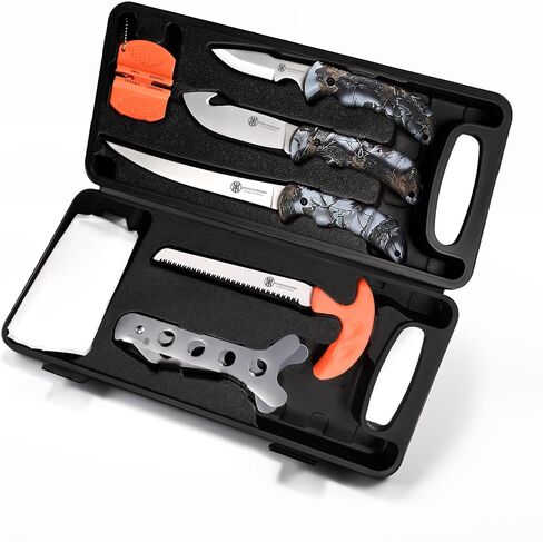 KNINE OUTDOORS Hunting Deer Knife Set Field Dressing Kit | Game Processor Set, 8 pieces, Blue Handle in Saudi Arabia