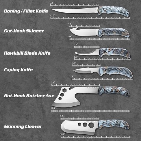 KNINE OUTDOORS Hunting Deer Knife Set Field Dressing Kit Portable Butcher Game Processor Set, 12 Pieces | Portable Butcher Game Processor Set, 12 Pieces in Saudi Arabia