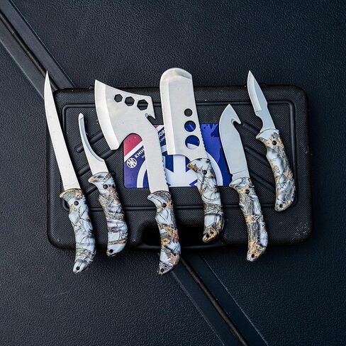 KNINE OUTDOORS Hunting Deer Knife Set Field Dressing Kit Portable Butcher Game Processor Set, 12 Pieces | Portable Butcher Game Processor Set, 12 Pieces in Saudi Arabia
