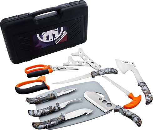 KNINE OUTDOORS Hunting Deer Knife Set Field Dressing Kit Portable Butcher Game Processor Set, 12 Pieces | Portable Butcher Game Processor Set, 12 Pieces in Saudi Arabia