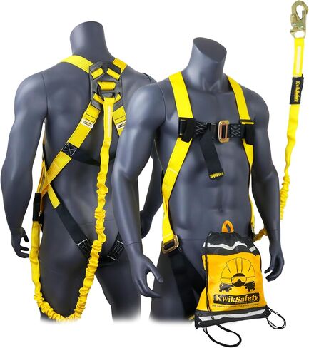 KwikSafety - SCORPION Safety Harness [w/Attached 6ft Lanyard] Safety Harness Fall Protection Kit ANSI OSHA in Saudi Arabia