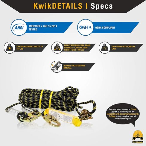 KwikSafety THUNDER DiamondBACK Safety Harness + TSUNAMI 25ft Vertical Lifeline in Saudi Arabia