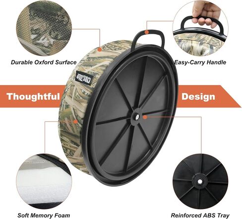 5 Gallon Bucket Seat, Waterproof 360°Swivel Bucket Lid Seat with 3" Thick Seat Foam Cushion, Silent Bucket Seats for Duck Dove Hunting, Ice Fishing, Baseball, Camping, Gardening, Auto Repair in Saudi Arabia
