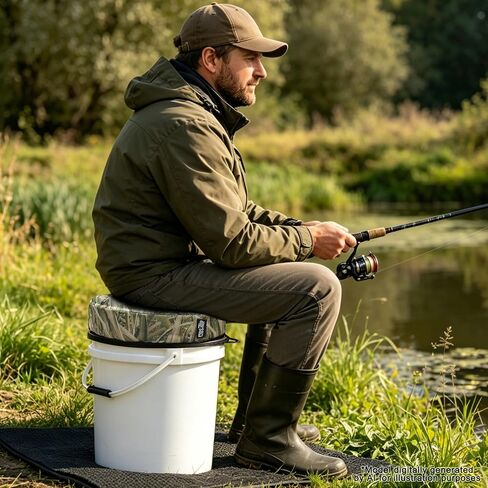 5 Gallon Bucket Seat, Waterproof 360°Swivel Bucket Lid Seat with 3" Thick Seat Foam Cushion, Silent Bucket Seats for Duck Dove Hunting, Ice Fishing, Baseball, Camping, Gardening, Auto Repair in Saudi Arabia