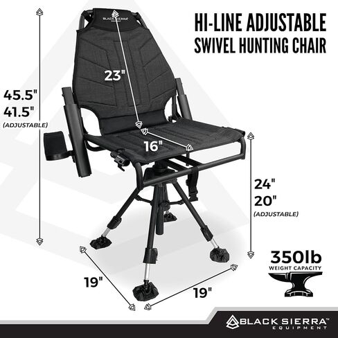 Black Sierra Steel 360° Swivel Hunting Chair, Luxury Armless Blind Seat | Supports 300 LBS, Portable Luxury Armless Hunt Blind Seat, Heavy Duty Stealth Spin w/All Terrain Duck Feet (Hi-Line) in Saudi Arabia