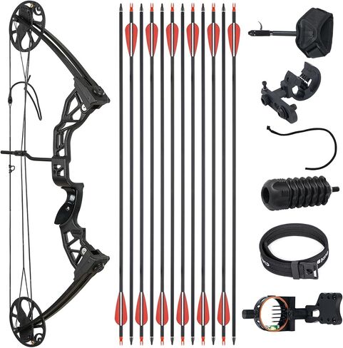 Ready to Hunt Compound Bow Package for Adults，20-70 Lbs Draw Weight, No Bow Press Needed,19"-30" Draw Length,Right Hand Archery Compound Bows Draw Weight Adjustable，Hunting Bow Kit for Beginner in Saudi Arabia