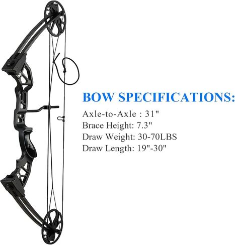 Ready to Hunt Compound Bow Package for Adults，20-70 Lbs Draw Weight, No Bow Press Needed,19"-30" Draw Length,Right Hand Archery Compound Bows Draw Weight Adjustable，Hunting Bow Kit for Beginner in Saudi Arabia