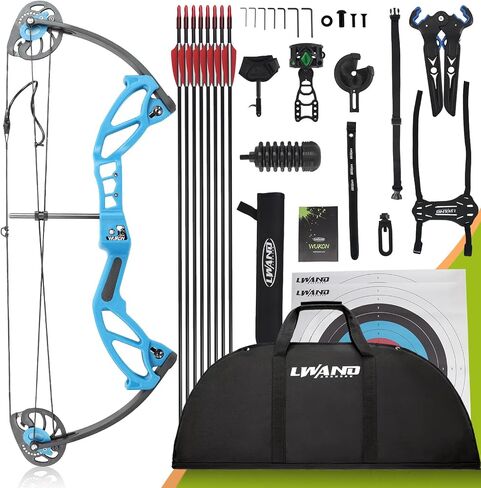 Right Handed Compound Bow Set, 15-25 Lbs Beginner Archery | Adjustable 18-27 inch draw length, 15-25 lbs draw weight, 260 FPS speed, for youth beginner Practice shooting target in Saudi Arabia