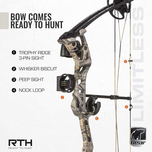 قوس مركب مزدوج الكامة من Bear Archery Limitless - يشمل الجعبة والبصر والراحة، بلد الله in Kuwait