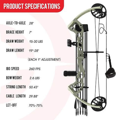 Sanlida Archery Dragon X6 Compound Bow Kit for Youth, Kids & Beginners, Bow and Arrows Set, 19"-28" Draw Length, 15-30 LBS Draw Weight, RH Only in Saudi Arabia