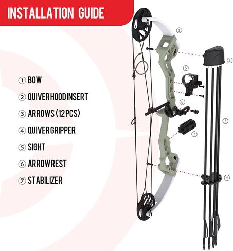 Sanlida Archery Dragon X6 Compound Bow Kit for Youth, Kids & Beginners, Bow and Arrows Set, 19"-28" Draw Length, 15-30 LBS Draw Weight, RH Only in Saudi Arabia