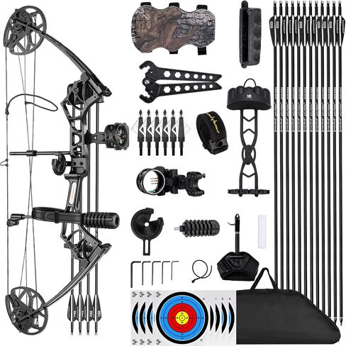 Lanneret Compound Bow and Archery Sets - Right Hand Archery Compound Bows 0-70 lbs Draw Weight Adjustable for Adults and Beginners，25"-31" Draw Length，up to IBO 320 fps，Archery Hunting Bow Set in Saudi Arabia