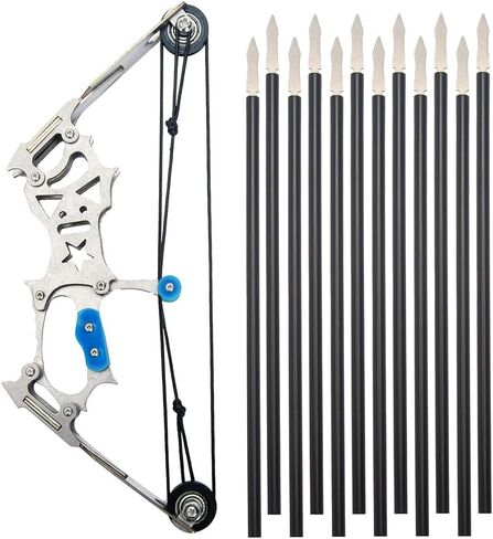 5.9" Compound Bow and Arrow Set, Mini Archery Bow Set with 12 Arrows, Left and Right Hand Mini Compound Bow for Hunting Shooting Practice Fun Games in Saudi Arabia