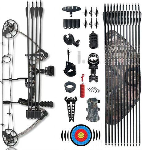 Compound Bow Draw Weight 0-70 Lbs for Pull Beginner and Intermediate Archer Fully Adjustable 19.25"-31" with All Accessories, up to IBO 320 fps,Package with Archery Hunting Equipment New 2024 in Saudi Arabia