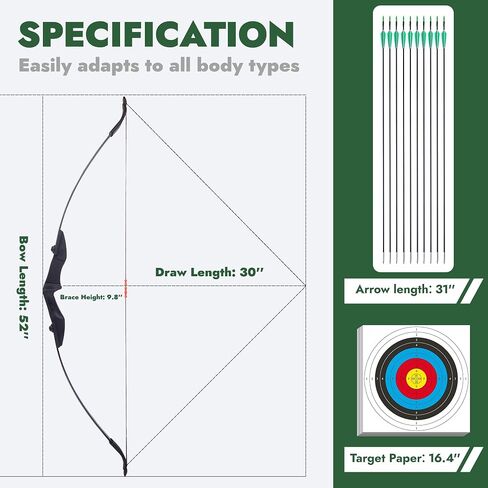 DRMVALG Archery Recurve Bow and Arrow Set for Adults/Youth Beginners | Left & Right Handed, Takedown Bow for Teens, Target Practicing, 20/30/40lbs in Saudi Arabia