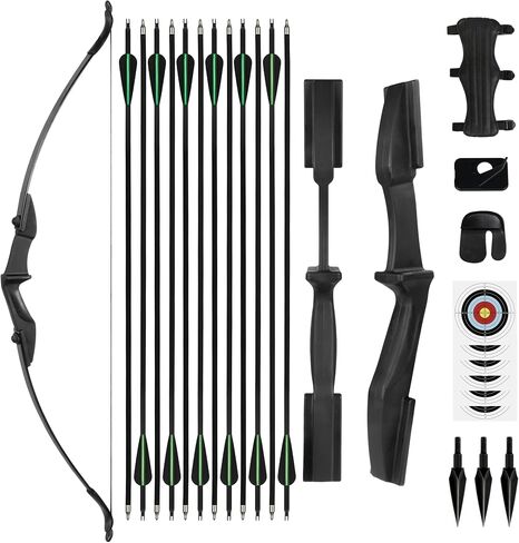20lbs Recurve Bow and Arrows Set Archery Ambidextrous Bows | Takedown，for Adults/Youth/Beginners Target Practicing in Saudi Arabia