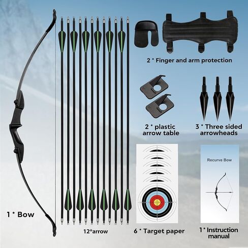20lbs Recurve Bow and Arrows Set Archery Ambidextrous Bows | Takedown，for Adults/Youth/Beginners Target Practicing in Saudi Arabia