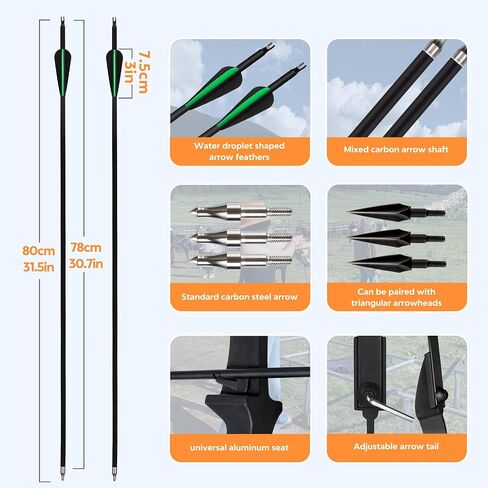 20lbs Recurve Bow and Arrows Set Archery Ambidextrous Bows | Takedown，for Adults/Youth/Beginners Target Practicing in Saudi Arabia