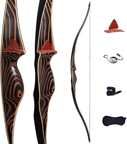 Deerseeker Outdoor Archery 54" Traditional Bow Hunting Longbow with Bamboo Core Limbs Handmade Recurve Bow RH/LH for Targeting Practice Shooting Youth & Adults Bow Set in Saudi Arabia