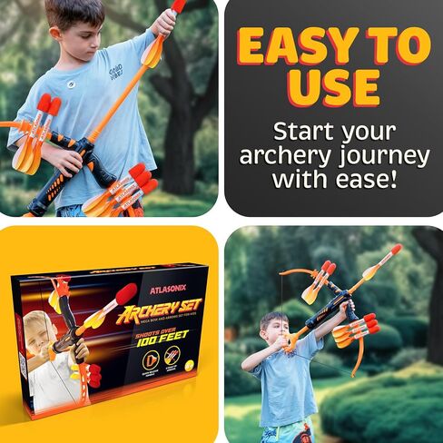 Atlasonix Bow and Arrow - Bow and Arrow for Kids | Outdoor Archery Shooting Toy for Boys and Girls Ages 4-12, Fun Outdoor Games for Boys Age 8-12 Birthday in Saudi Arabia
