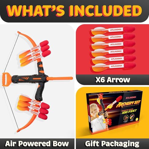 Atlasonix Bow and Arrow - Bow and Arrow for Kids | Outdoor Archery Shooting Toy for Boys and Girls Ages 4-12, Fun Outdoor Games for Boys Age 8-12 Birthday in Saudi Arabia