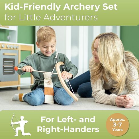 BOWRILLA® Kids Bow and Arrow Set | Wooden Archery Toy for Boys & Girls Aged 3-7, Bow and Arrow for Kids | Includes 5 Arrows, 4 Targets, Cotton Quiver | Indoor & Outdoor Play in Saudi Arabia