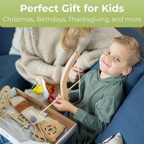 BOWRILLA® Kids Bow and Arrow Set | Wooden Archery Toy for Boys & Girls Aged 3-7, Bow and Arrow for Kids | Includes 5 Arrows, 4 Targets, Cotton Quiver | Indoor & Outdoor Play in Saudi Arabia