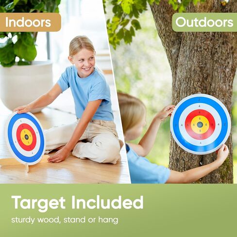 BOWRILLA® Kids Bow and Arrow Set | Wooden Archery Toy for Boys & Girls Ages 3+, Bow and Arrow for Kids | Includes 6 Suction Cup Arrows, Wooden Target & Cotton Quiver | Indoor & Outdoor Play in Saudi Arabia
