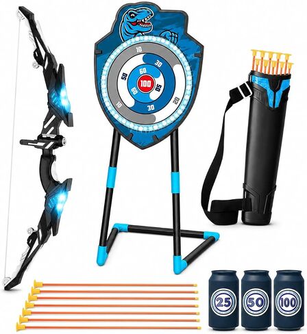 VROGTIK 2 Pack Kids LED Bow and Arrow Set with Standing Target, 20 Suction Cup Arrows, 2 Quivers & Foam Dart Toys, Indoor Outdoor Archery Toy Gift for Boys Girls Ages 3-12 in Saudi Arabia