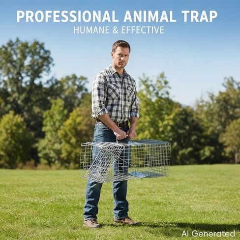 31" Humane Catch and Release Animal Trap, Large Live Animal Trap Cage Humane One-Door Solid Steel Catch and Release Rodent Cage for Raccoon, Rabbits, Stray Cats, Squirrel, Groundhogs, Opossums in Saudi Arabia