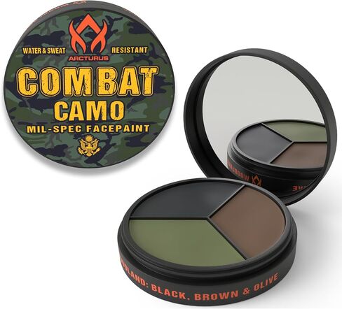 Arcturus 3-Color Camo Face Paint - Water & Sweat Resistant - Built-in Mirror for Easy Field Application | Sweat & Water Resistant with Built-In Mirror, 3 Classic Colors in a Compact Tin, For Hunting, Airsoft and Tactical Use in Saudi Arabia