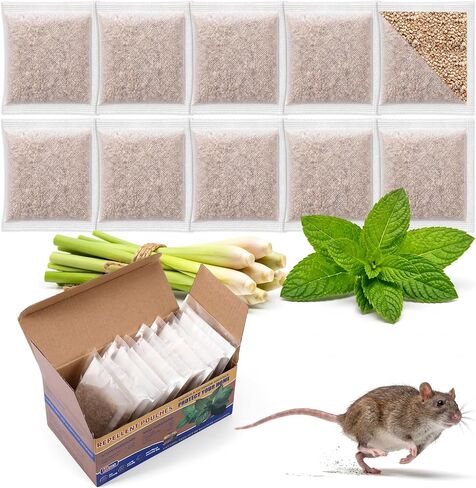 10 Pack Mouse Pouches, Lemongrass & Peppermint Oil | Pest Control Aid Mouse Pouches for Car/RV/Boat/Garage/Shed/Cabin, for Use Against Mice Nesting & Air Freshener in Saudi Arabia
