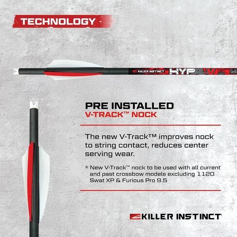 Killer Instinct Hypr-V 20" Crossbow Bolts 6-Pack - V-Track Nock System 390 Grain Total Weight with .003" Straightness Tolerance | 003" Straightness Tolerance, 6-Pack - V-Track Nock System 390 Grain Total in Saudi Arabia