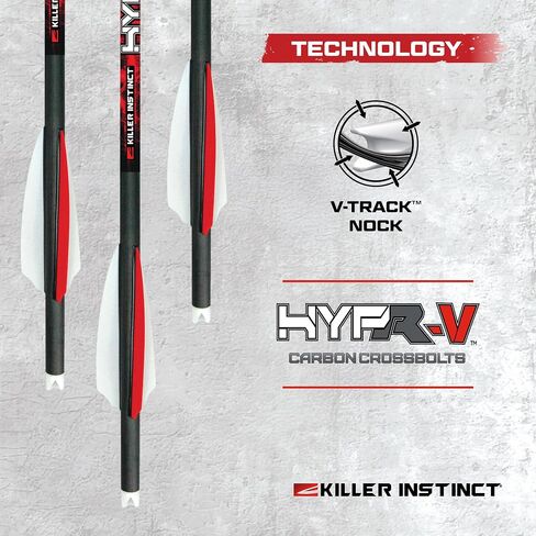 Killer Instinct Hypr-V 20" Crossbow Bolts 6-Pack - V-Track Nock System 390 Grain Total Weight with .003" Straightness Tolerance | 003" Straightness Tolerance, 6-Pack - V-Track Nock System 390 Grain Total in Saudi Arabia