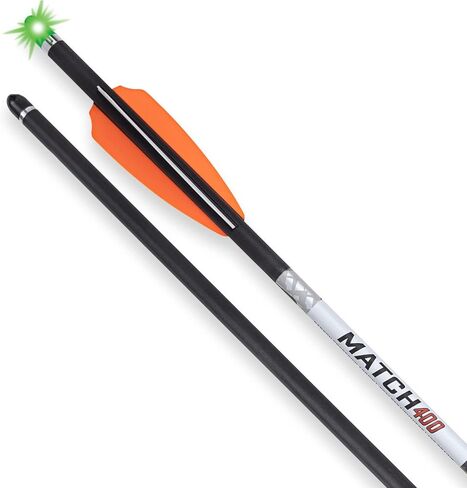 Wicked Ridge by TenPoint Match 400 - Lighted 20" Carbon Crossbow Arrows (Pack of 3) - 400-Grains, .004" Straightness - With Alpha-Blaze Lighted Nock & Alpha-Nock HP - Essential for Crossbow Hunting | Lighted Nock, Alpha-Nock HP - Essential for Crossbow Hu in Saudi Arabia