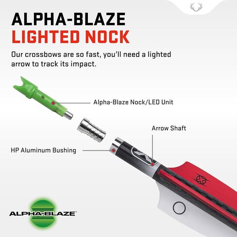 TenPoint Lighted Pro Elite 400-20" Carbon Crossbow Arrows, Pack of 3 - with Alpha-Blaze Lighted Nock & Alpha-Nock HP & HP Aluminum Bushing - Essential for Crossbow Hunting | Alpha-Nock HP, Pack of 3, Features a 0, 003-inch straightness Grain weight tolera in Saudi Arabia