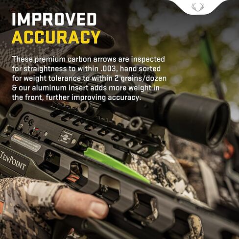 TenPoint Lighted Pro Elite 400-20" Carbon Crossbow Arrows, Pack of 3 - with Alpha-Blaze Lighted Nock & Alpha-Nock HP & HP Aluminum Bushing - Essential for Crossbow Hunting | Alpha-Nock HP, Pack of 3, Features a 0, 003-inch straightness Grain weight tolera in Saudi Arabia