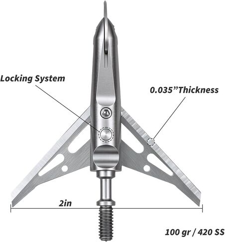 6PK Broadheads 100 Grains Steel 2 Blades Mechanical Broadhead | 420 Stainless, Archery Hunting, Crossbow, Compound Bow in Saudi Arabia