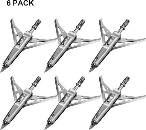 6PK Broadheads 100 Grains Steel 2 Blades Mechanical Broadhead | 420 Stainless, Archery Hunting, Crossbow, Compound Bow in Saudi Arabia