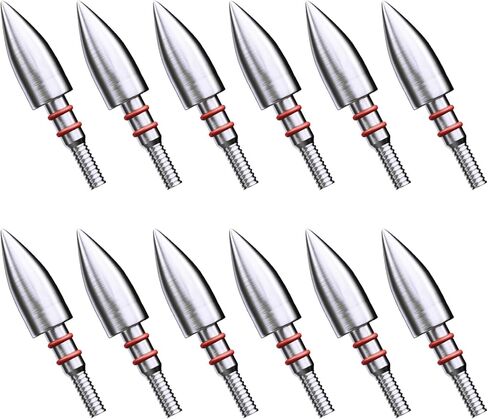 MOLFUZ 12pcs Archery Field Points 100/125/150/200/300 Grain, Stainless Steel Screw-in Practice Arrow Tips for Recurve, Compound Crossbow, Hunting and Target Shooting in Saudi Arabia