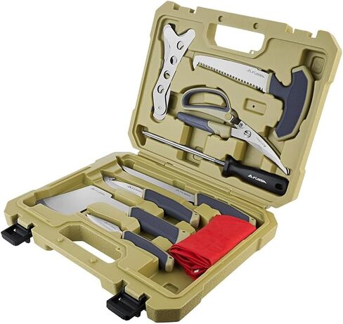 FLISSA 10 Piece Field Dressing Kit with Portable Storage Case | Hunting Knife Set for Deer, Camping, Survival in Saudi Arabia